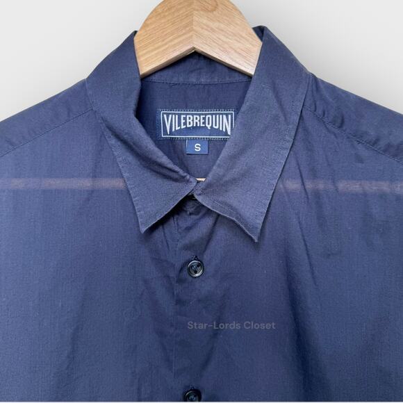 Vilebrequin Navy Blue Lightweight Button Up Shirt XS Cotton Voile Resort Casual - Picture 2 of 6